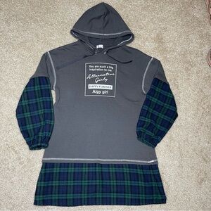 Girls Youth Size 160 (12-14) Japan Brand ALGY Mixed Media Dress With Hood